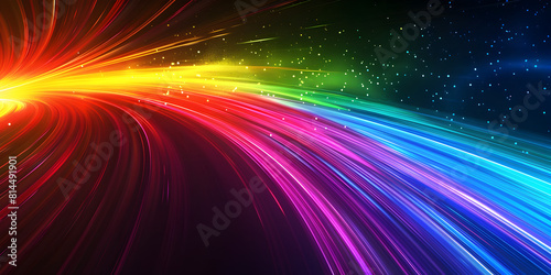A colorful abstract background with a rainbow colored background, Astral rainbows a cosmic rain of vibrant glowing hues celestial beauty transparent background