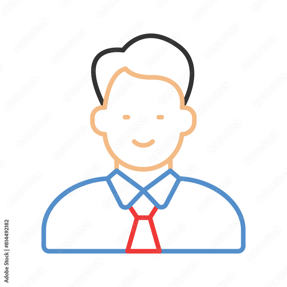 Male avatar showing concept icon of manager in modern style