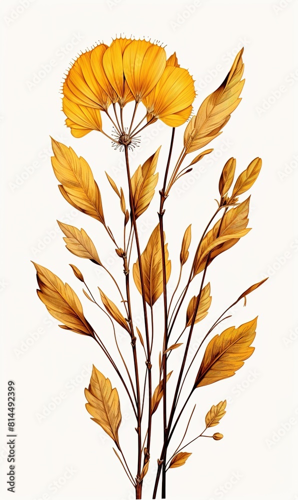 Fototapeta premium Isolated Pressed and dried Yellow Wild flower 
