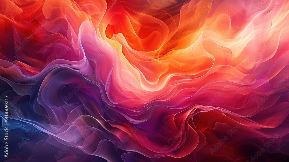 Abstract background in flowing curves of orange and purple with hints of black smoke Abstract background in flowing curves of orange and purple with hints of black smoke