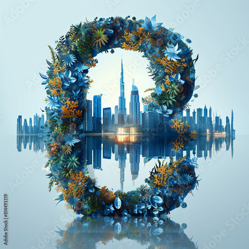 Illustration the 2023 United Nations Climate Change Conference COP28 UAE. The official logo. Made with generative ai photo