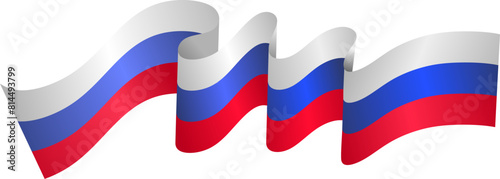 Flag of Russian Federation in form of ribbon. Illustration for Day of Russia on June 12.