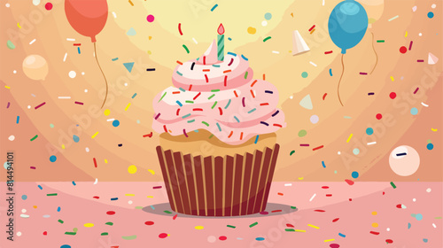 Happy Birthday concept with muffin design vector illustration