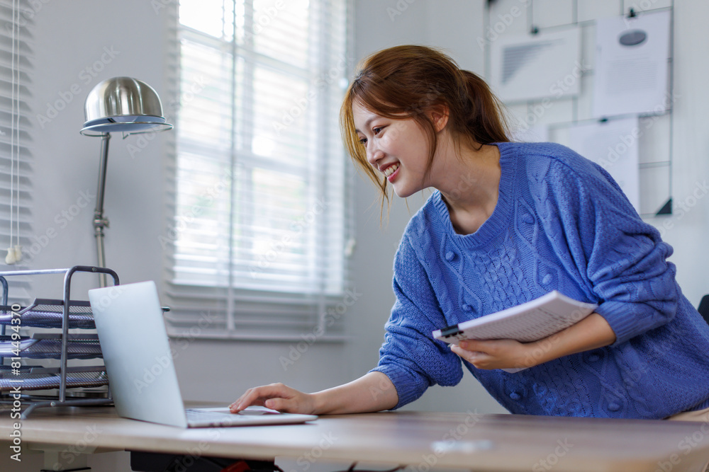 Portrait of happy smile beautiful business asian woman working office desk computer. Small business sme people employee freelance online start up marketing asian designer telemarket successful banner Portrait of happy smile beautiful business asian woman working office desk computer. Small business sme people employee freelance online start up marketing asian designer telemarket successful banner
