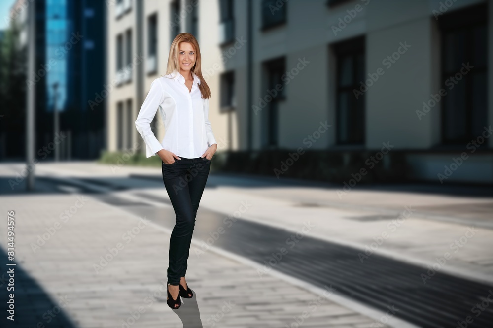 Beautiful and stylish woman at city street Beautiful and stylish woman at city street