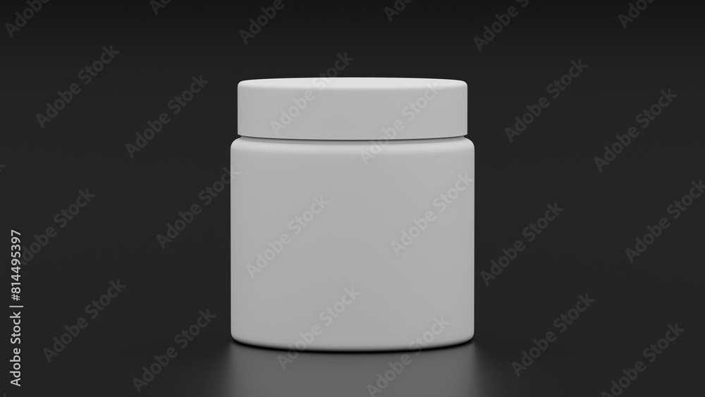 Minimalist white unlabelled cosmetic cream jar against a dark backdrop. 3d render Minimalist white unlabelled cosmetic cream jar against a dark backdrop. 3d render