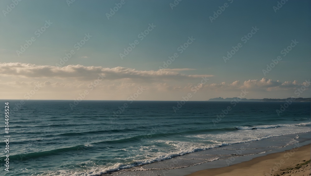 sunset on the beach is peaceful view