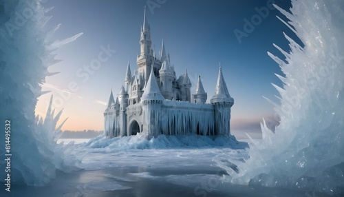 A magical castle encased in ice with intricate fr upscaled_3