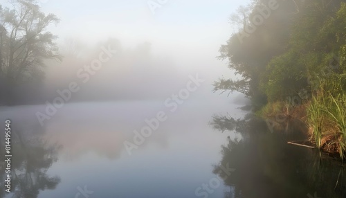 A misty morning on the river with fog hovering ju upscaled_7