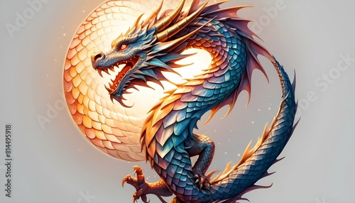 Create a tattoo of a mythical dragon with scales s upscaled_5 photo