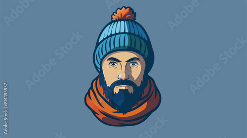 Head of man with winter hat avatar character style