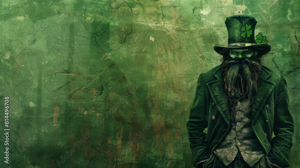 Leprechaun character illustration with empty space for text Leprechaun character illustration with empty space for text