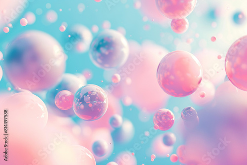 A visually captivating abstract background featuring a harmonious blend of soft pink blush and delicate baby blue spheres  creating a soothing and modern aesthetic 