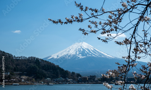 Mount Fuji and Cherry blossom Sakura  Japan in Spring