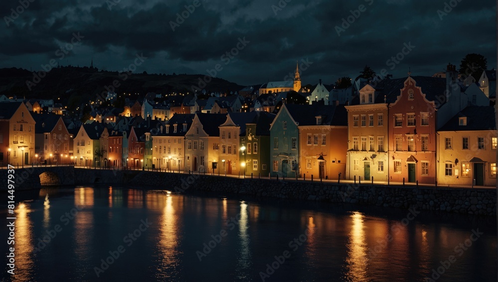 Fototapeta premium night view, city at night generative AI