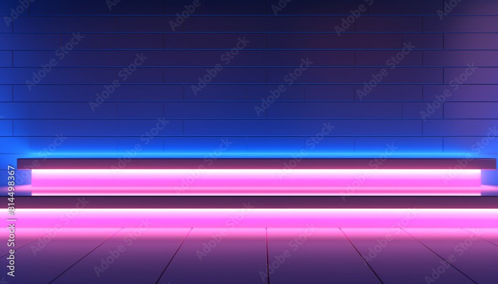 3d render abstract simple background illumination with a different shaped neon lights structure. AI-Generated Image
