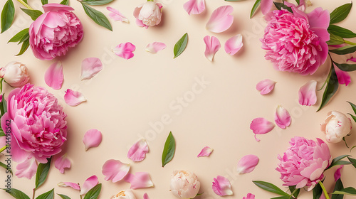 Fototapeta Naklejka Na Ścianę i Meble -  background frame of peonies