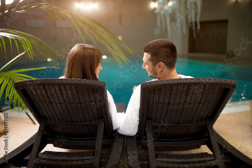 amorous young people enjoying time together at spa center . time for lovers.relaxing rest