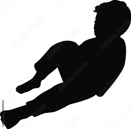 a boy sitting body silhouette vector