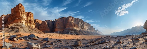 Landscapes and geological formations in the Timna Park in southern Israel realistic nature and landscape photo