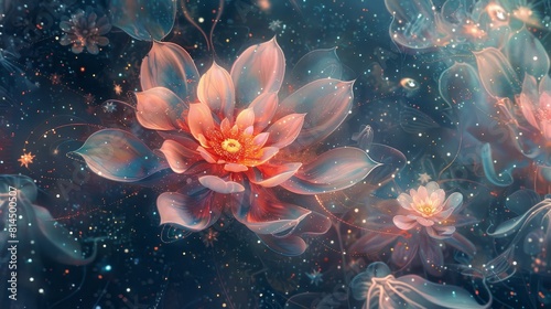 Cosmic flora bloom in celestial garden radiant petals shimmer with distant stars' light wallpaper