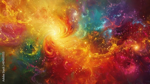 Elemental energies converge in symphony of light and color wallpaper