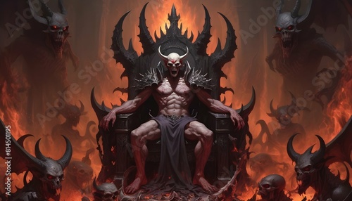 A demon lord seated on a throne of bones commandi upscaled_2