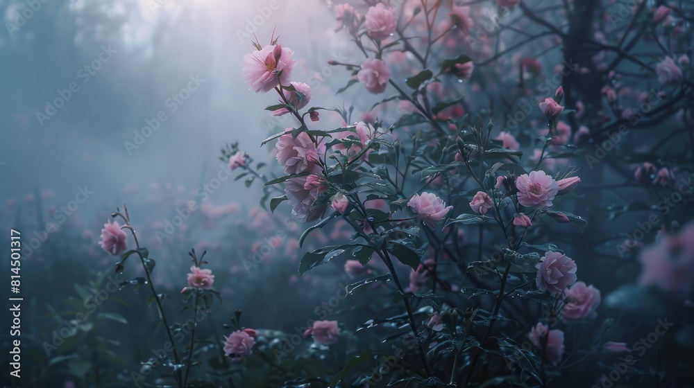 Ethereal blossoms blooming in mystical forest depths perfume fills air wallpaper Ethereal blossoms blooming in mystical forest depths perfume fills air wallpaper