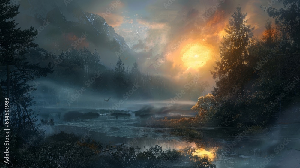 Ethereal glows warm the landscape wallpaper Ethereal glows warm the landscape wallpaper