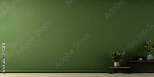 Mock up product presentation mock up  dark green wall with minimalistic decor  free copy space background