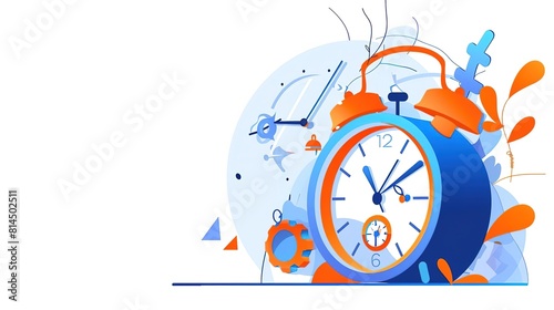 A beautiful illustration of a blue and orange alarm clock photo