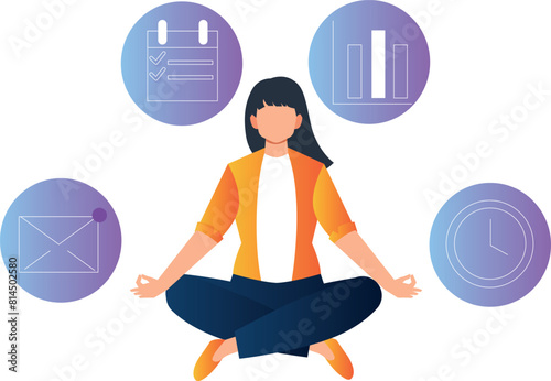 The girl is meditating to balance life.