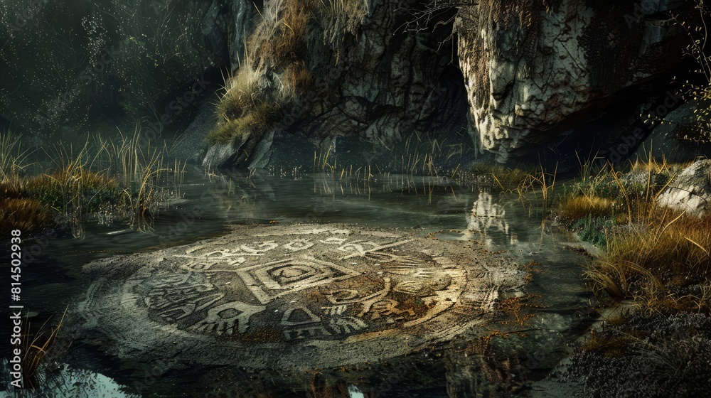 Enigmatic symbols etched into landscape wallpaper Enigmatic symbols etched into landscape wallpaper