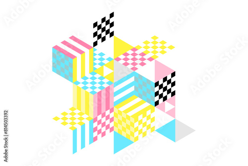 Isometric 3D cubes vector background, graphic design wallpaper.