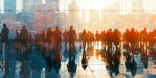 people walking in the city silhouettes business finance