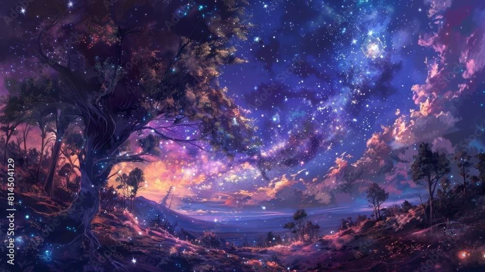 Celestial bodies twinkle adding magical ambiance wallpaper Celestial bodies twinkle adding magical ambiance wallpaper