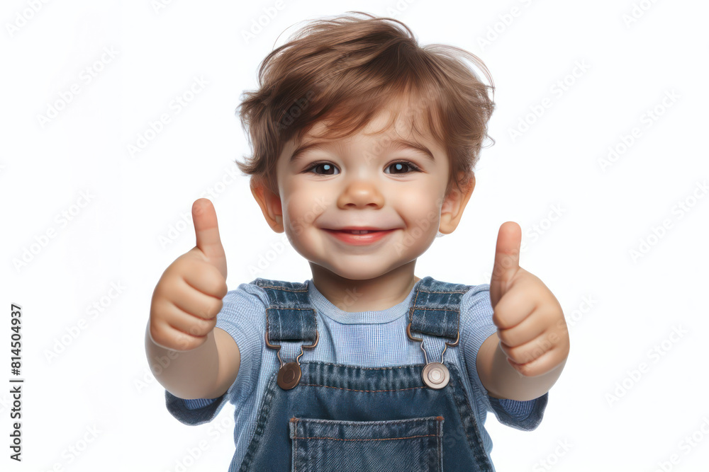 a surprised toddler giving a thumbs up Isolated on white background a surprised toddler giving a thumbs up Isolated on white background