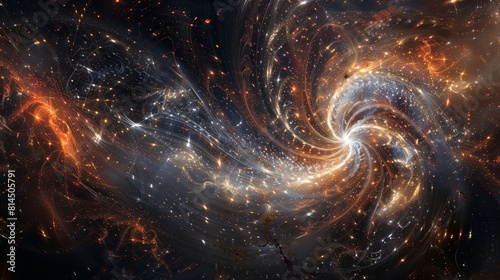 Cosmic elements emerge through intricate patterns resembling celestial bodies wallpaper