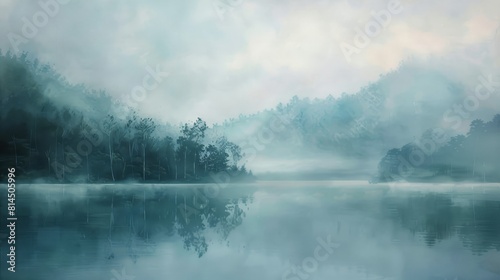 Inviting tranquility encourages immersion in misty beauty wallpaper photo