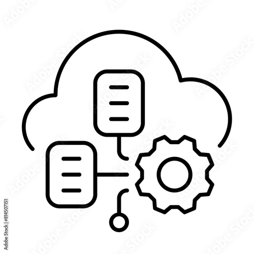 Data Cloud Icon With Thin Line Style