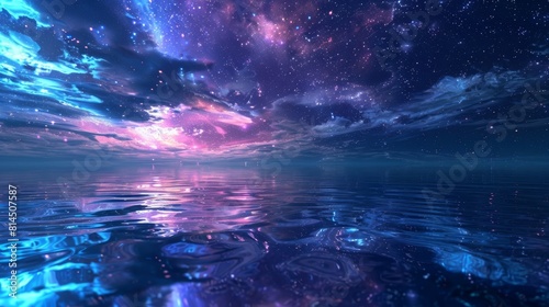 Reflections on tranquil waters mirror celestial beauty above wallpaper