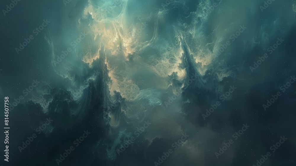 Mist swirls around peaks reveals celestial wonders wallpaper