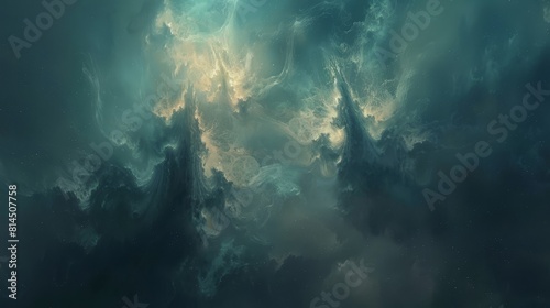 Mist swirls around peaks reveals celestial wonders wallpaper