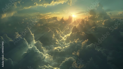 Celestial bodies peek radiant light through clouds wallpaper