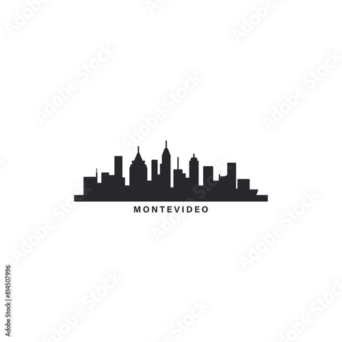 Montevideo cityscape skyline city panorama vector flat modern logo icon. Uruguay capital travel emblem idea with landmarks and building silhouettes. Isolated simple shape black graphic