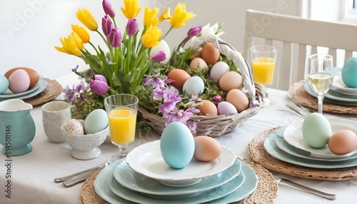 Illustrate a festive easter brunch with a table se upscaled_2