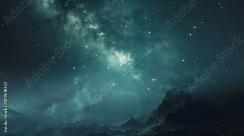Starlight peeking through mist illuminating celestial expanse wallpaper © javier