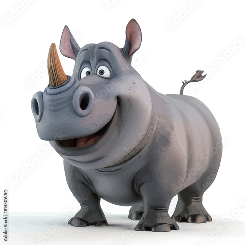 3D Render of a Rhinoceros isolated on white background