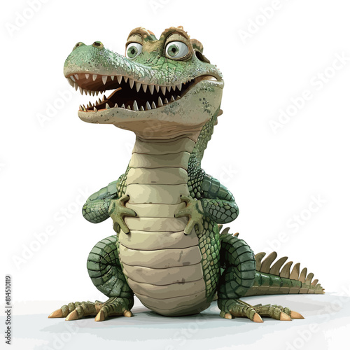 3D render of a crocodile with a smile on his face
