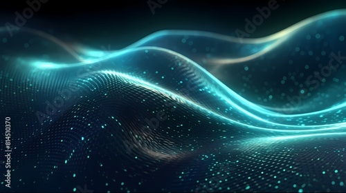 Digital technology blue cyan highlights and lines poster web page PPT background